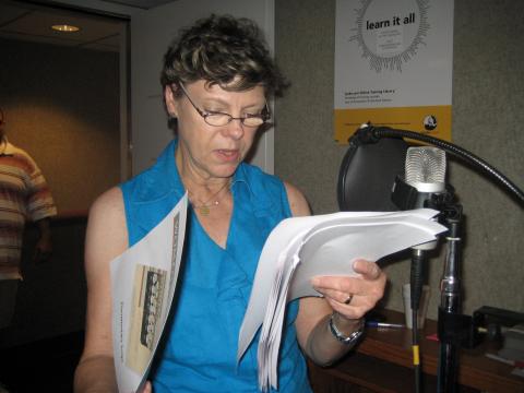 Cokie tapes the narration for the Women & Spirit documentary at the ABC studios in Washington, DC