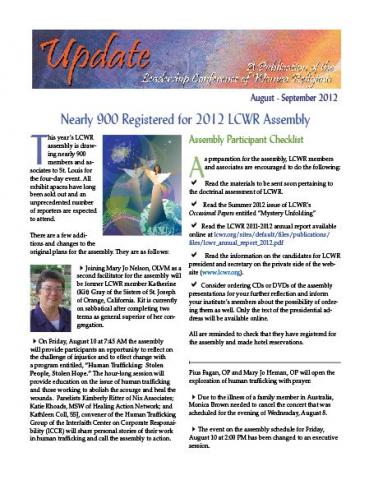 LCWR August-September 2012 Newsletter
