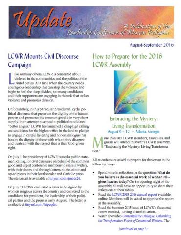 August-September 2016 LCWR Newsletter