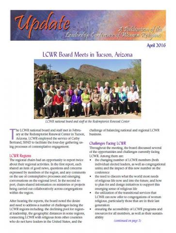 LCWR Newsletter -- April 2016