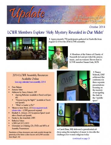 LCWR Newsletter - October 2014