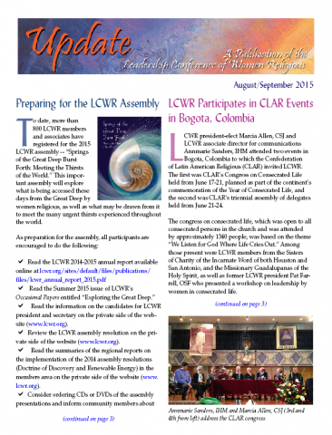 LCWR Newsletter -- August/September 2015