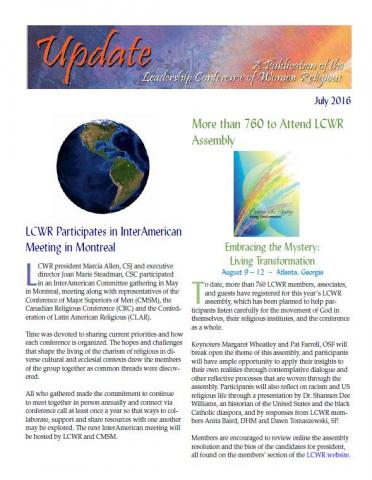 LCWR Newsletter -- July 2016