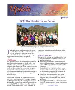 LCWR Newsletter -- April 2016