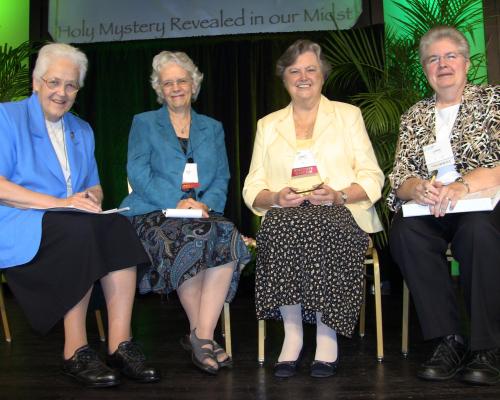 Sharon Holland, IHM; Florence Deacon, OSF; Janet Mock, CSJ; and Carol Zinn, SSJ